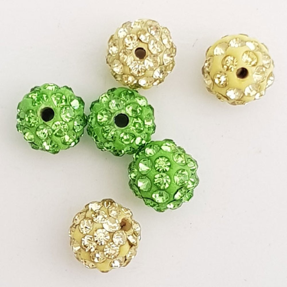 Perle aus Kunstharz Strass 10 mm Shamballa-Stil Nr. 12 x 7 Stück