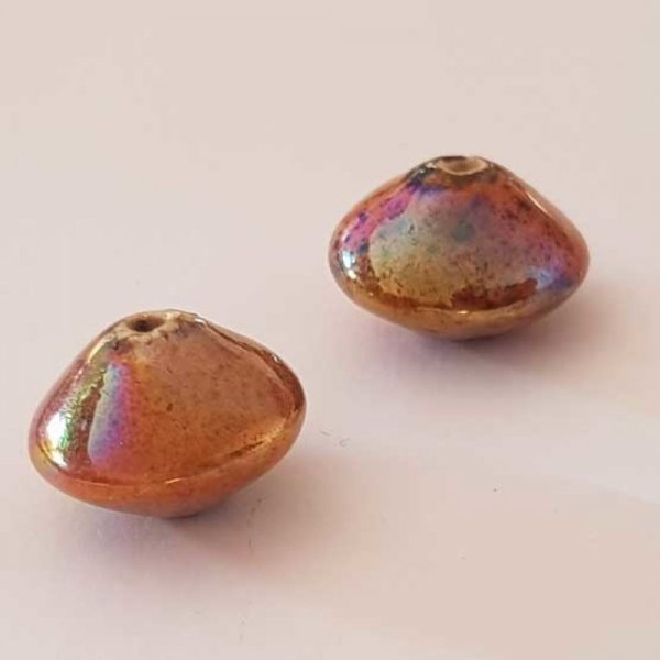 Perle fantaisie soucoupe c&eacute;ramique orange 20 mm N&deg;5