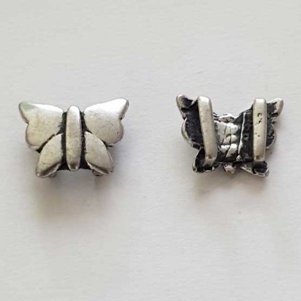 Perle passant rectangle pour cuir 06 mm Argent N&deg;05