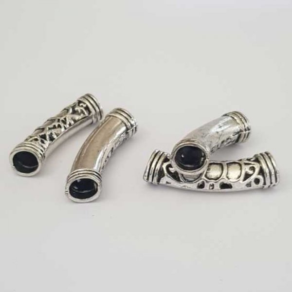 Perle passant tube Argent N&deg;30 Courb&eacute;