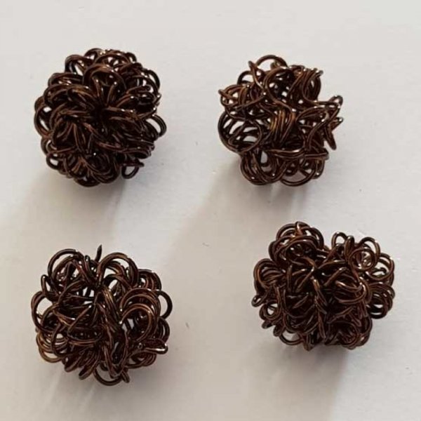 Perle ronde fil de fer m&eacute;tal fantaisie 30 mm Marron