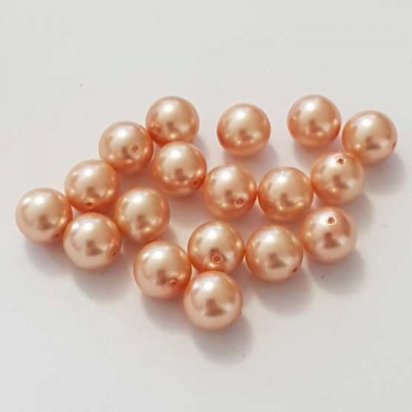 Perle ronde verre effet nacr&eacute; orange saumon 10 mm N&deg;01