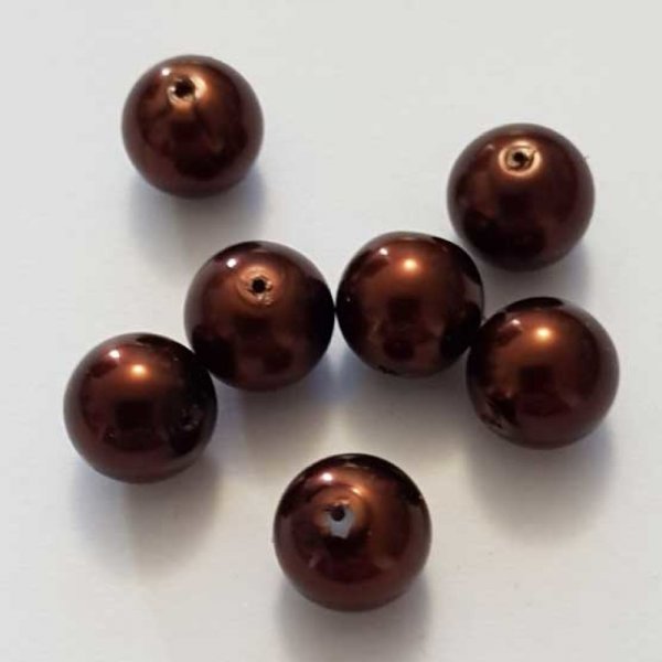 Perle ronde verre effet nacr&eacute; marron-02 10 mm N&deg;01