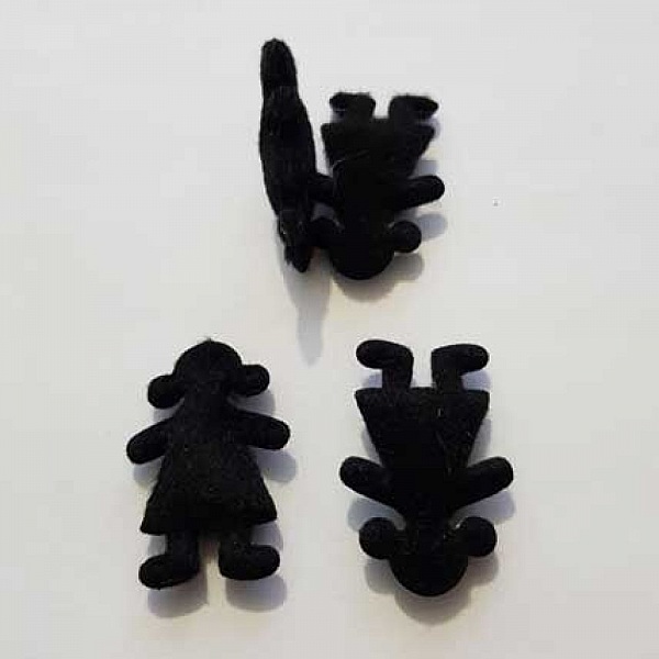 Personnage bomb&eacute; noir feutrine scrapbooking 36mm