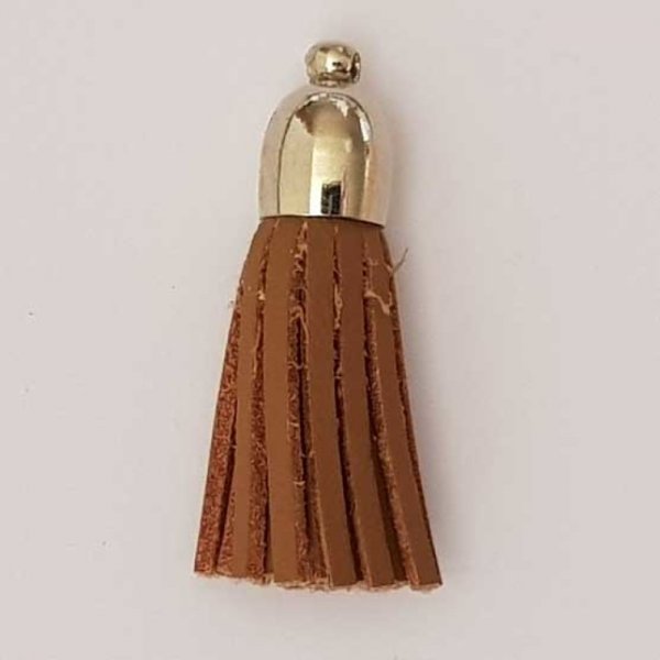 Pompon cuir uni 38 mm N&deg;23 Marron