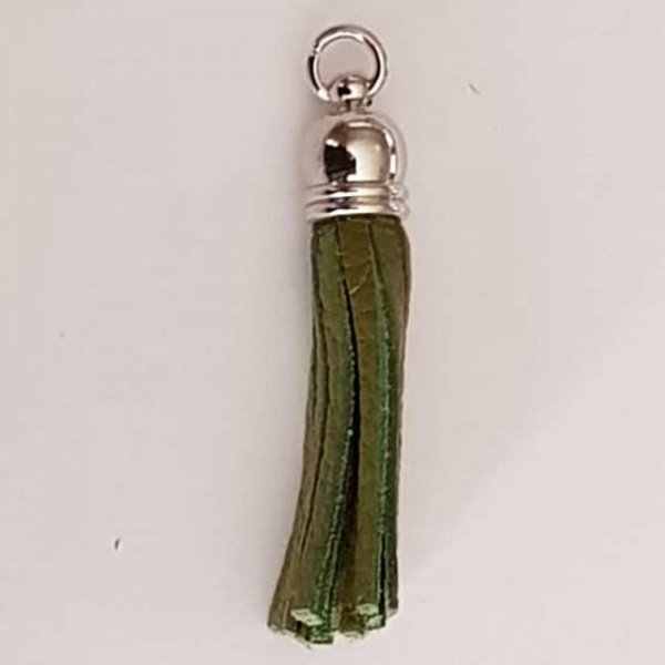 Pompon cuir uni 50 mm N&deg;08 Vert