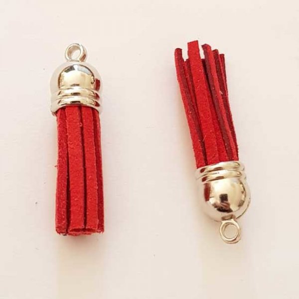 Pompon su&eacute;dine uni 37 mm N&deg;07 Rouge