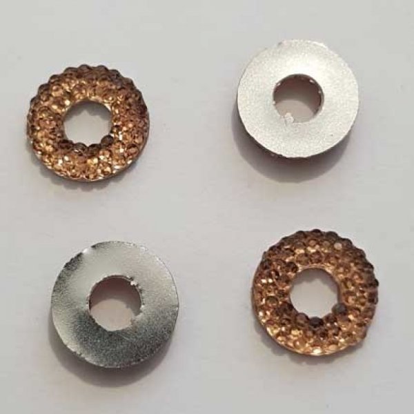 Rondelle 11 mm Marron Glac&eacute; Et Strass