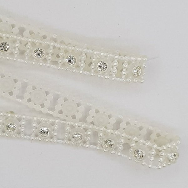 Ruban Blanc Strass Blanc Fantaisie x 49 cm