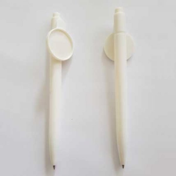 Wei&szlig;er Kugelschreiber mit Cabochon-Halterung 25 mm