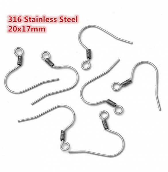 Halter Ohrring Haken Edelstahl Nr. 08 x 5 Paare