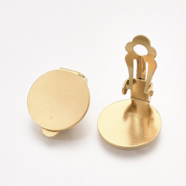 Support Boucle d'oreille Clips Plateau Acier Inoxydable Dor&eacute; N&deg;01