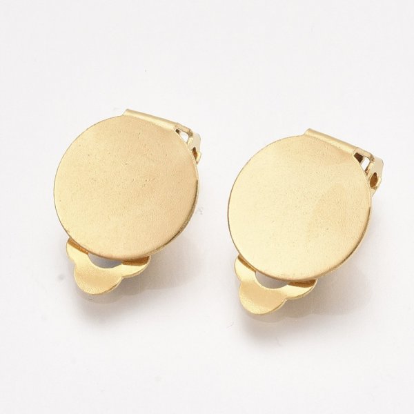 Halter Ohrring Clips Plateau Edelstahl vergoldet Nr. 02