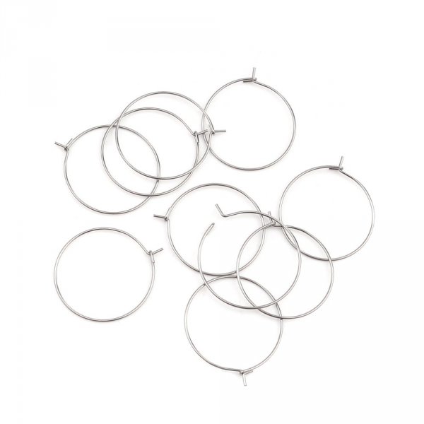 Halterung Ohrring Creole Edelstahl Silber Nr. 03-25 mm x 5 Paare