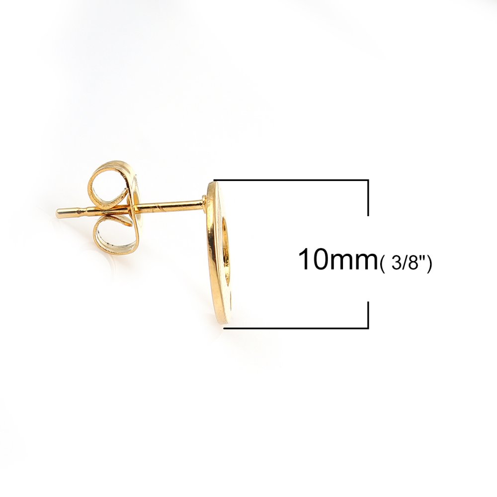 Halter Ohrring Chip rund 10 mm Edelstahl Nr. 04 Vergoldet