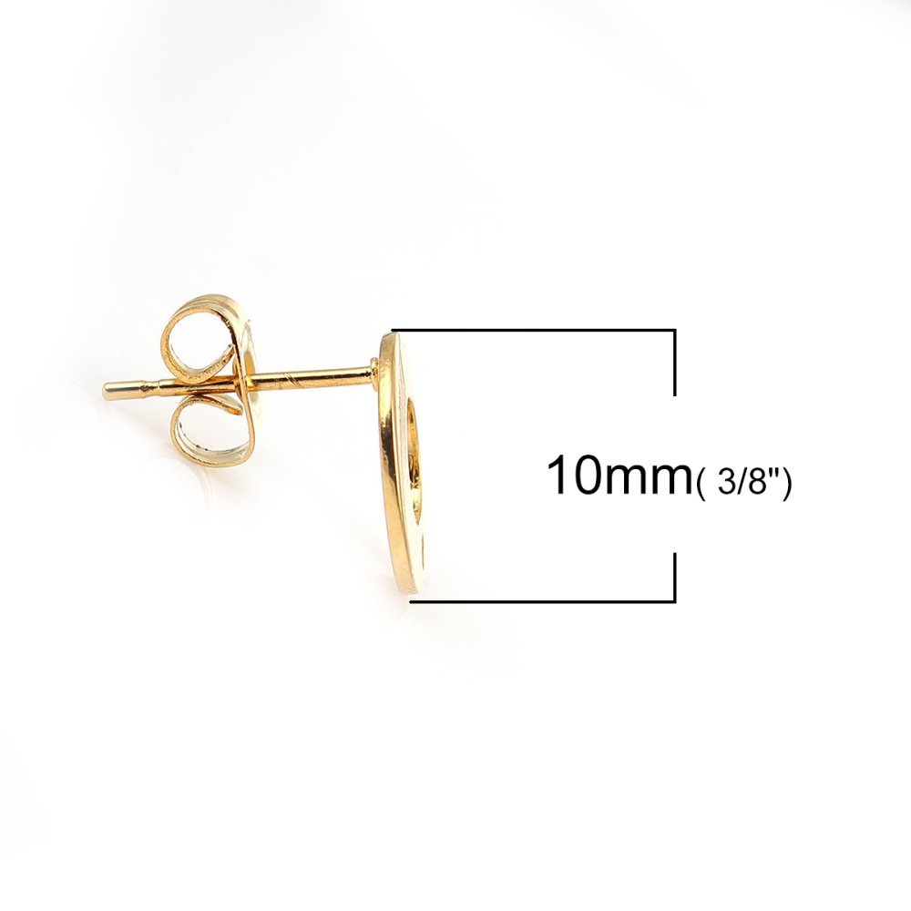 Halter Ohrring Chip rund 10 mm Edelstahl Nr. 04 Vergoldet