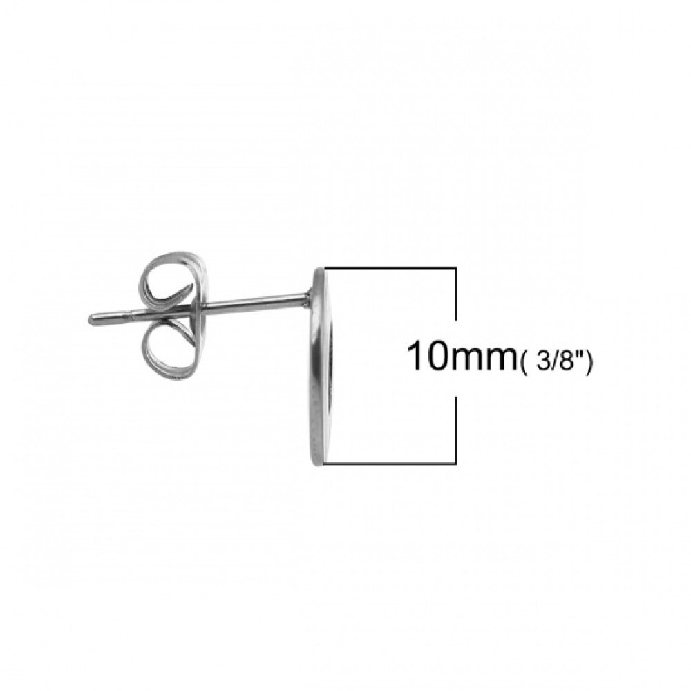 Halter Ohrring Chip rund 10 mm Edelstahl N°04 Silber