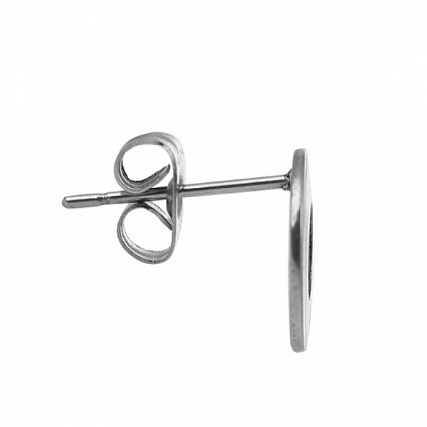 Halter Ohrring Chip rund 10 mm Edelstahl N&deg;04 Silber