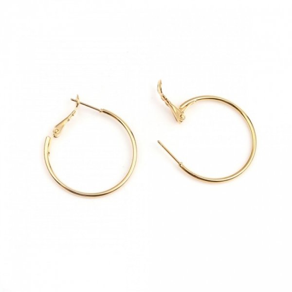 Support Boucle d'oreille Cr&eacute;ole Plaqu&eacute; Or 18K Dor&eacute; N&deg;02-30 mm x 1 paire