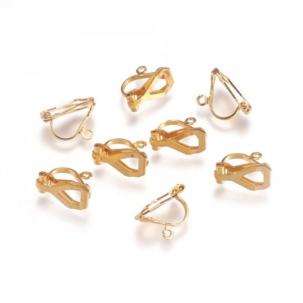 Halter Ohrring Clip Edelstahl Nr. 05 x 1 Paar vergoldet