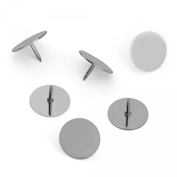 Support Boucle d'oreille puce ronde 14 mm en acier inoxydable N&deg;02