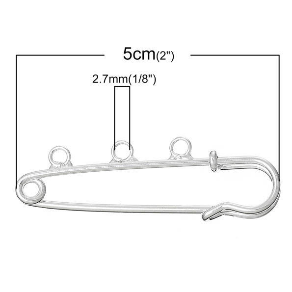 Halter Brosche Nursing Pin Silber 3 Ringe 50x15 mm Nr. 002-par1 