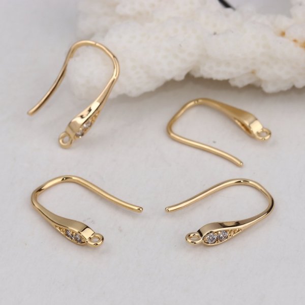 Ohrringhalter Nr. 26 Haken vergoldet und mit Strasssteinen besetzt