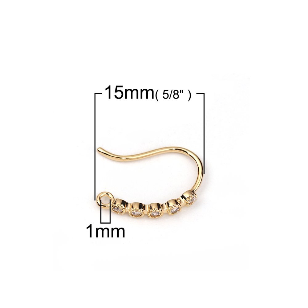 Ohrringhalter Nr. 29 Haken mit Gold und Strass beschichtet