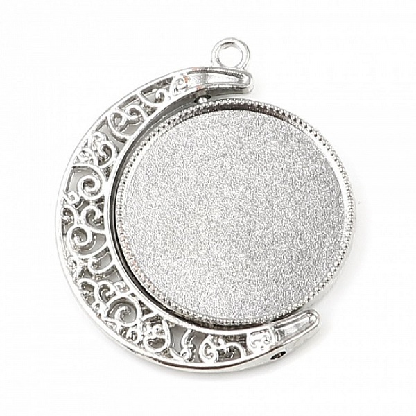 Support cabochon 25 mm rotatif N&deg;01 argent