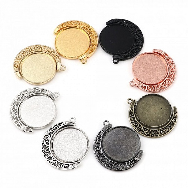 Support cabochon 25 mm rotatif N&deg;01 argent