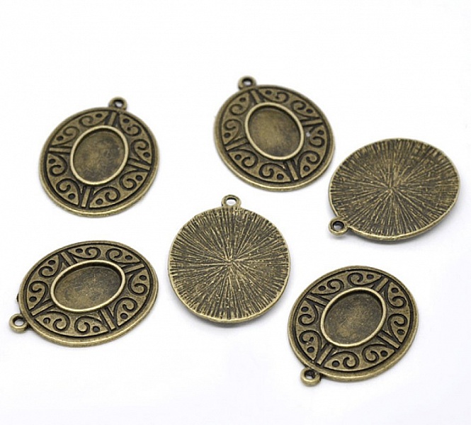 Support cabochon Ovale de 14 X 10 mm Bronze N&deg;06