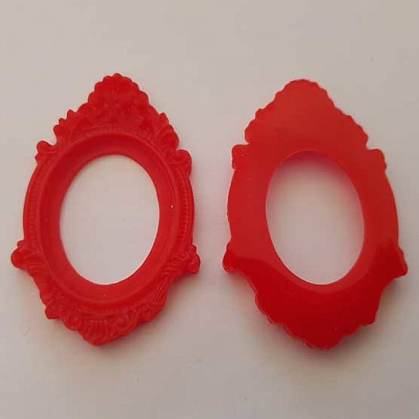 Support cabochon Ovale de 40 X 30 mm R&eacute;sine Rouge N&deg;01