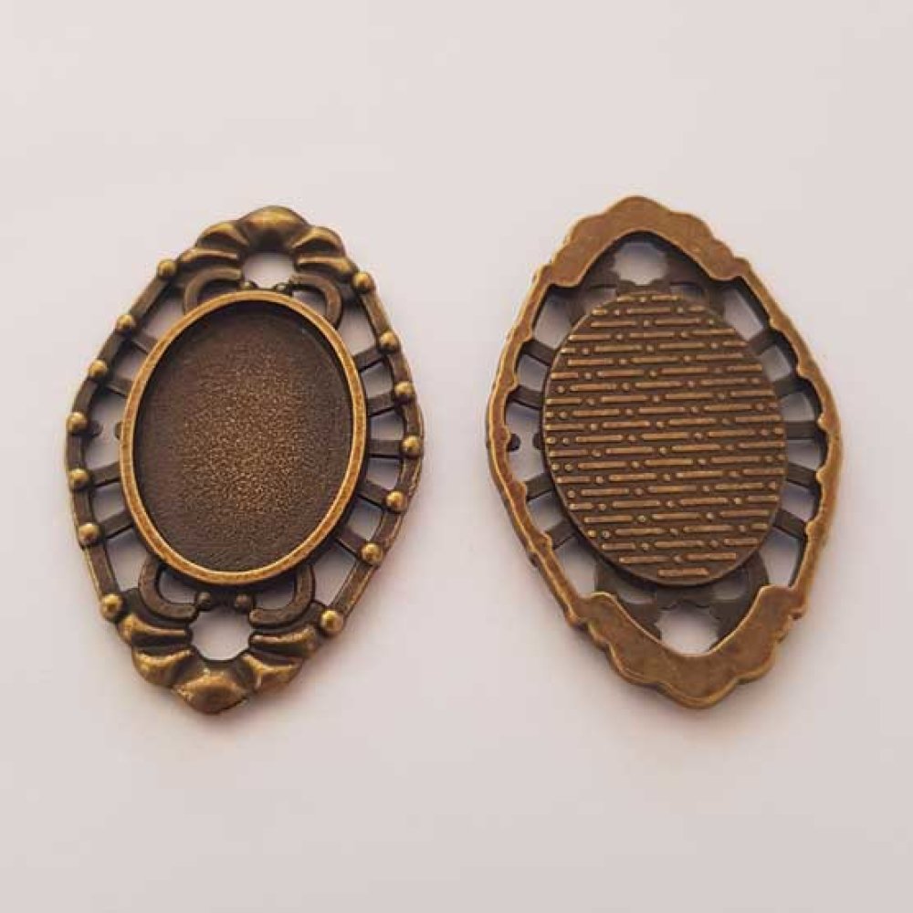 Support cabochon Ovale de 13 X 18 mm Bronze N°01