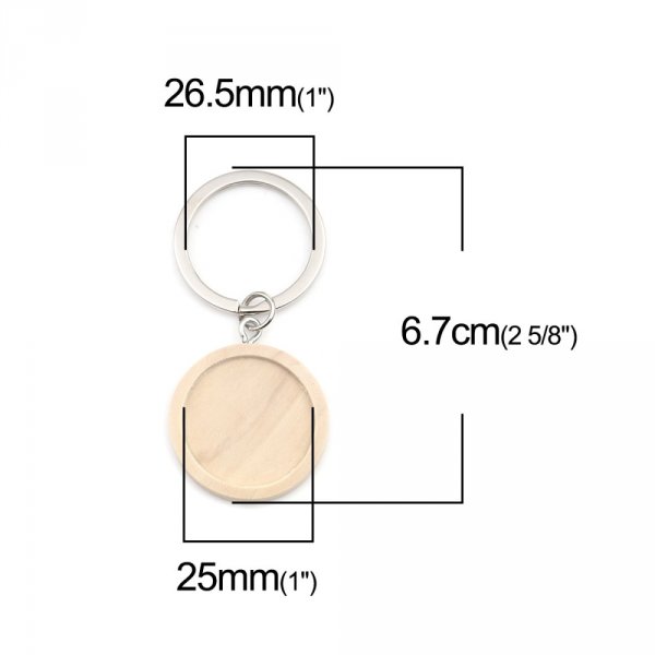 Cabochon-Halter Schl&uuml;sselanh&auml;nger 25 mm Holz Nr. 01