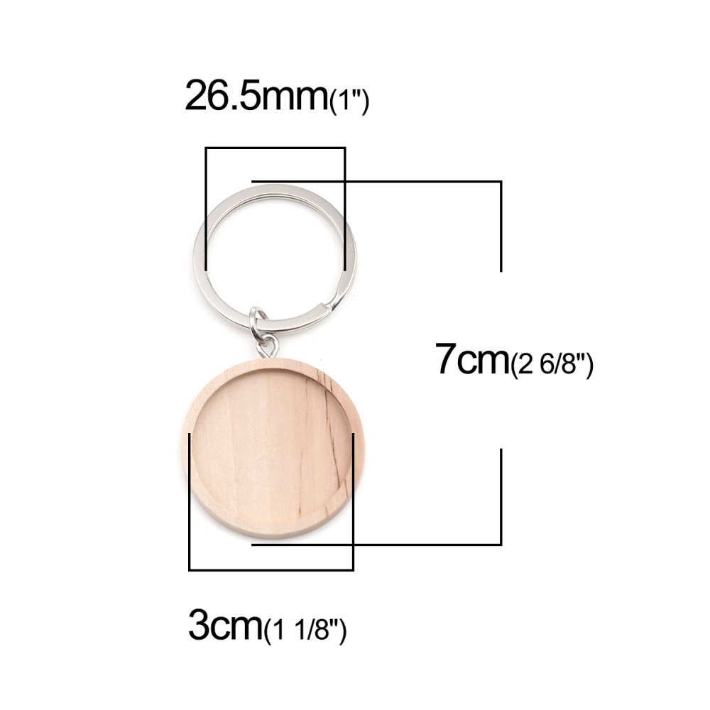 Cabochonhalter Schlüsselanhänger 30 mm Holz Nr. 01