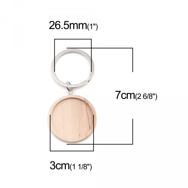 Cabochonhalter Schl&uuml;sselanh&auml;nger 30 mm Holz Nr. 01