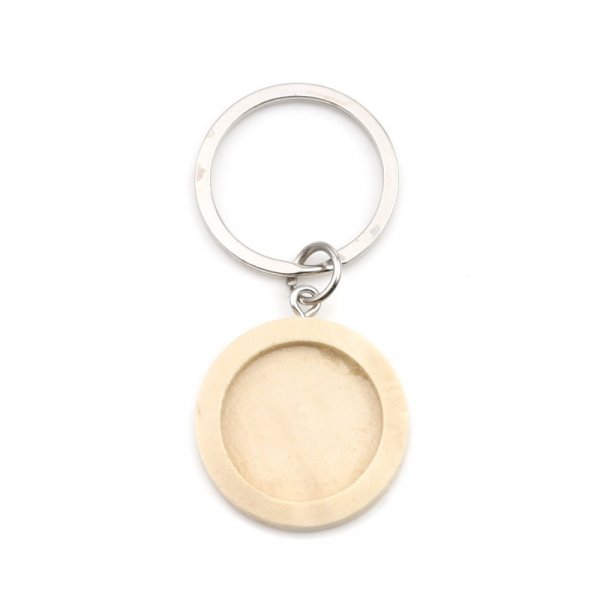 Cabochon-Halter Schl&uuml;sselanh&auml;nger 20 mm Holz Nr. 01