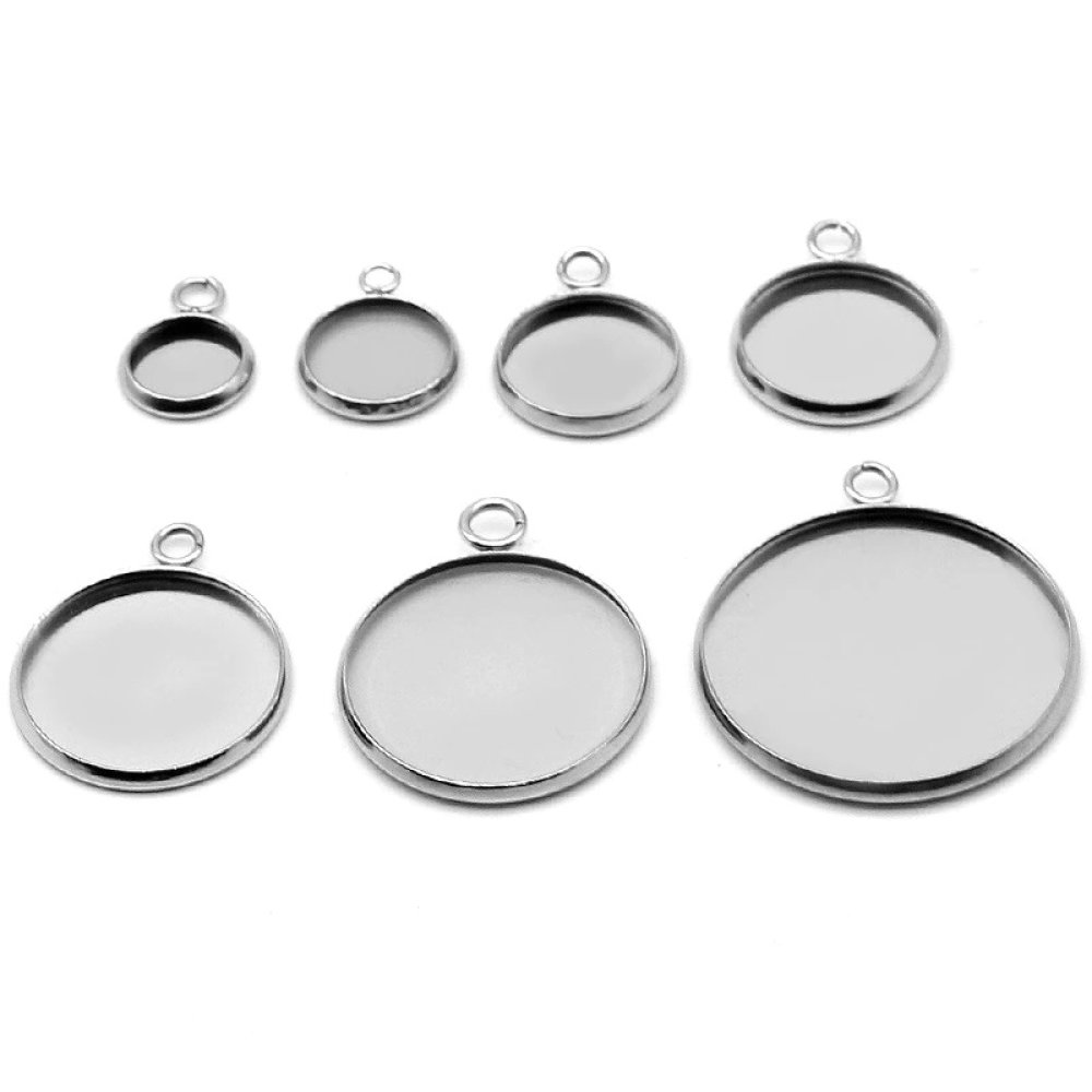 Cabochonhalter rund 10 mm Edelstahl Nr. 05 Offener Ring