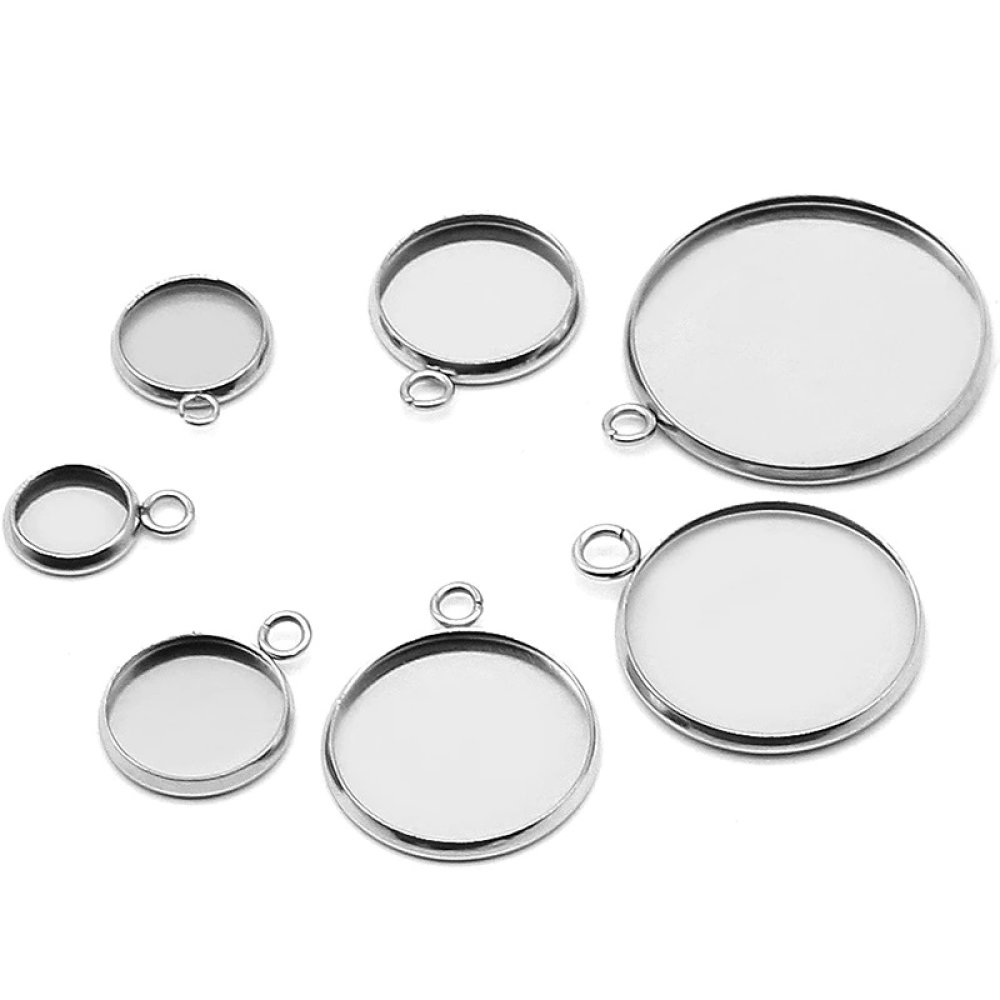 Cabochonhalter rund 10 mm Edelstahl Nr. 05 Offener Ring