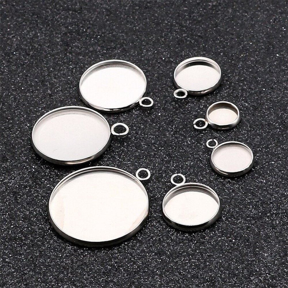 Cabochonhalter rund 10 mm Edelstahl Nr. 05 Offener Ring