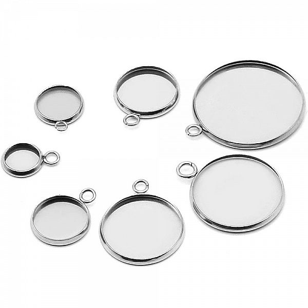 Cabochonhalter rund 18 mm Edelstahl Nr. 05 Offener Ring