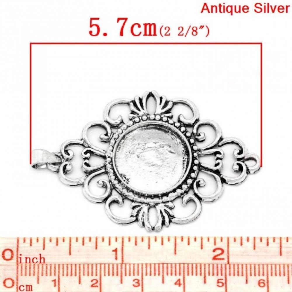 Support cabochon rond 18 mm Argent N°01