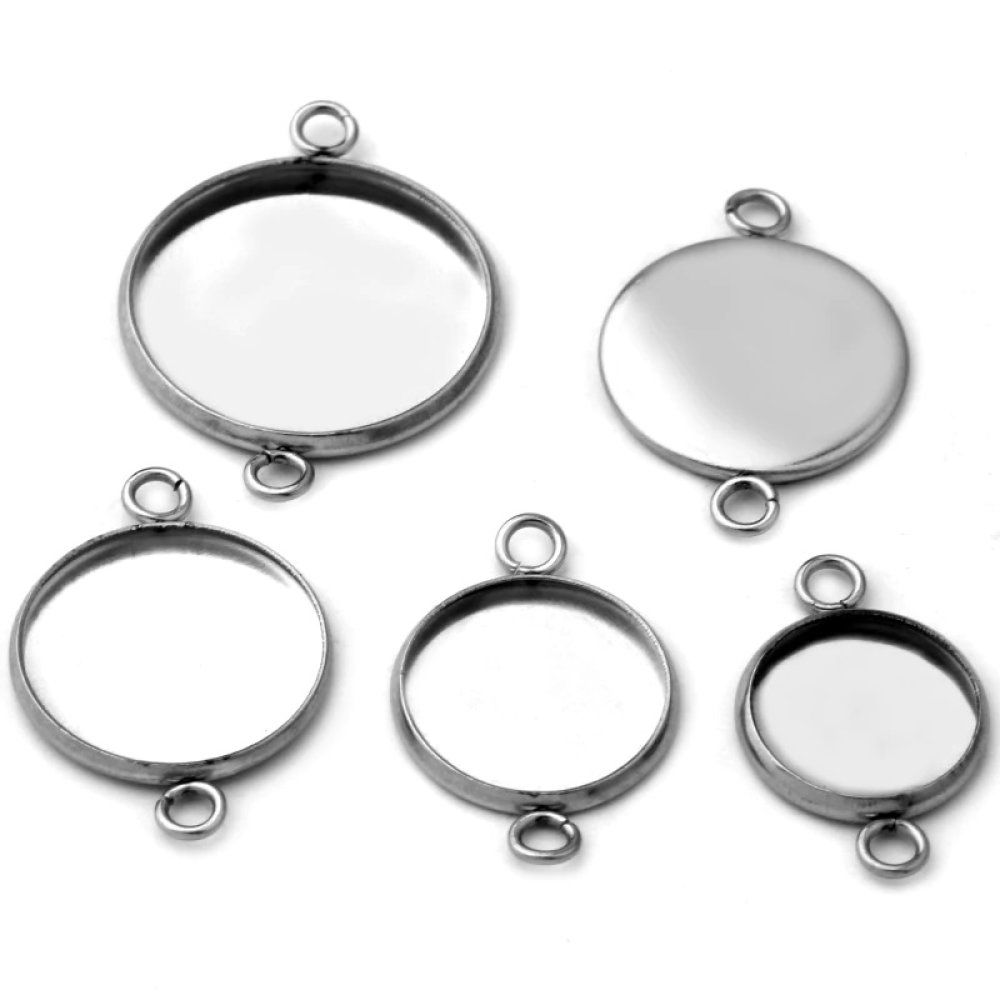 Cabochonhalter rund 08 mm Edelstahl N°03 -2 Ringe