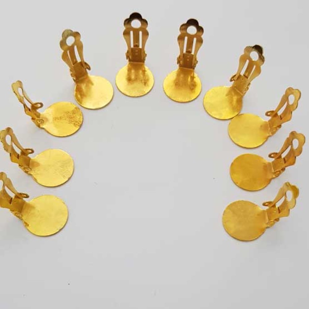 Ohrringe Halter Clips Plateau Nr. 01 2. Wahl x 5 Paar Vergoldet