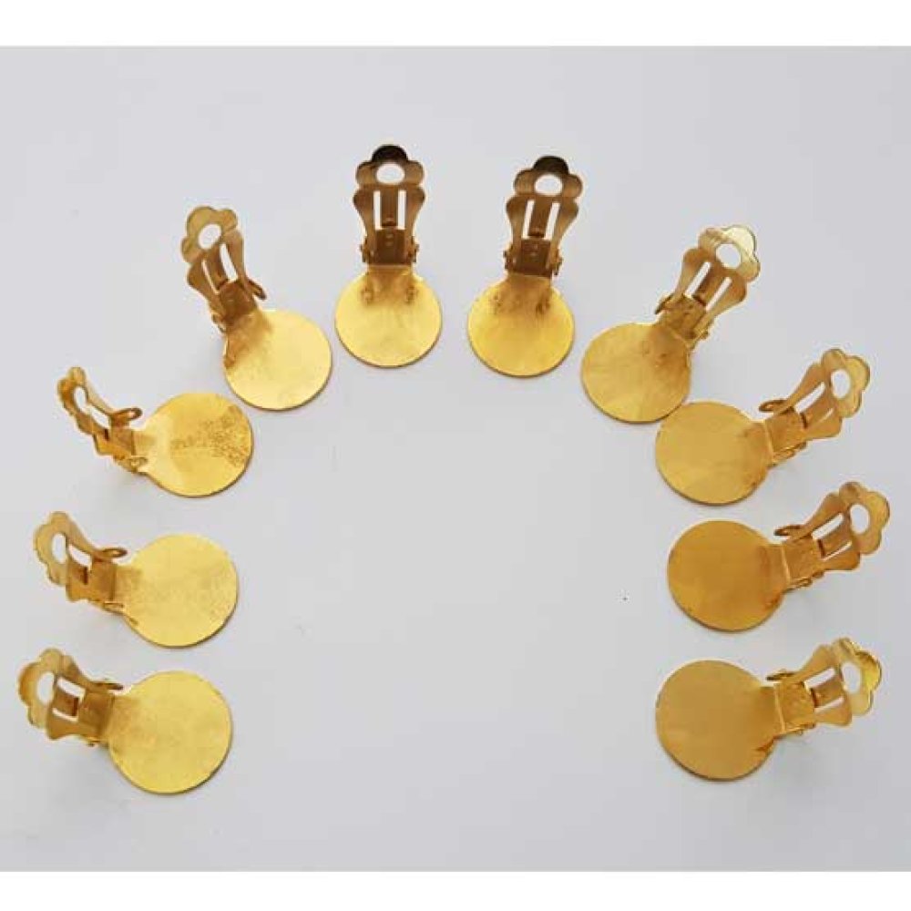 Ohrringe Halter Clips Plateau Nr. 01 2. Wahl x 5 Paar Vergoldet