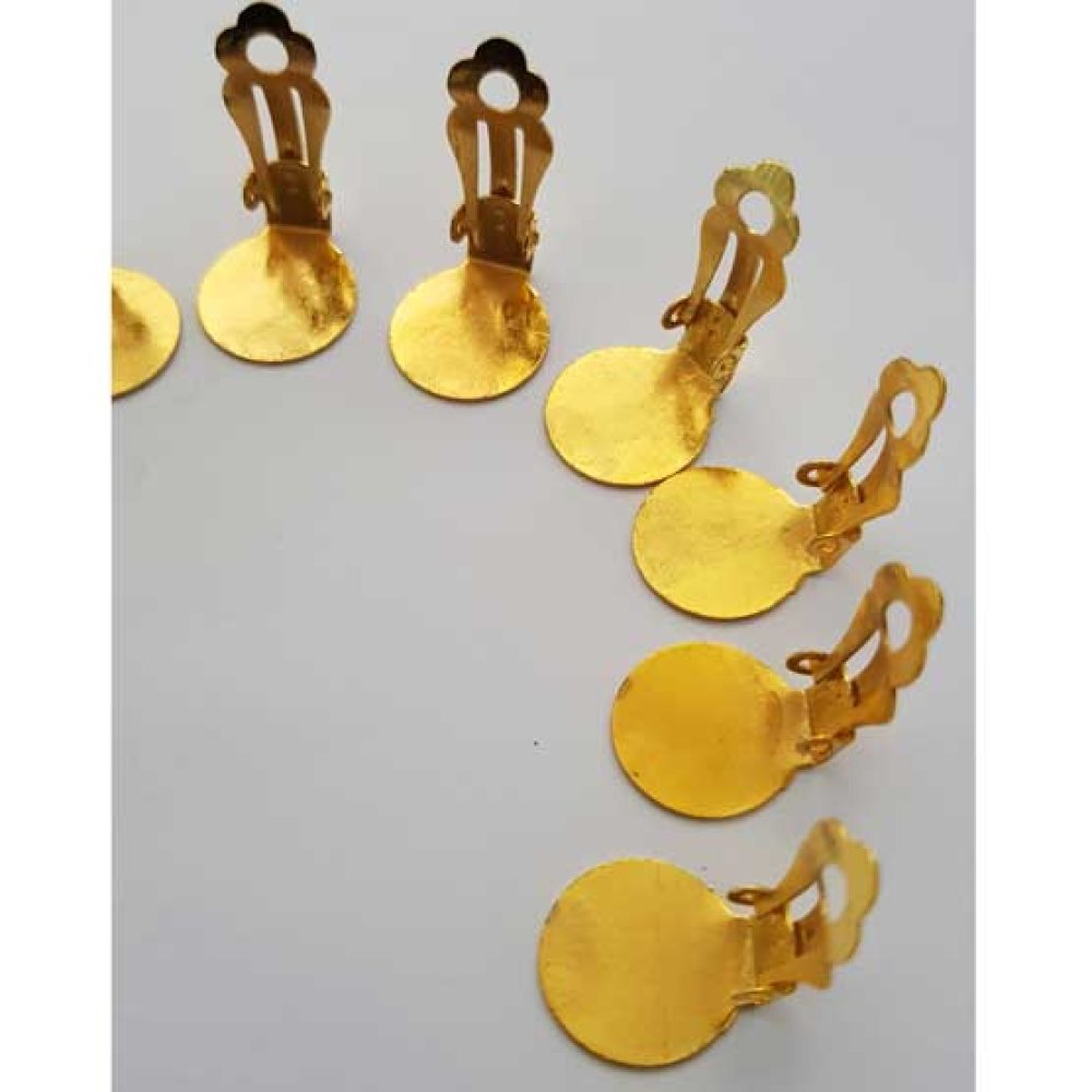 Supports Boucles d'oreilles Clips Plateau N°06 2éme Choix x 5 Paires Doré