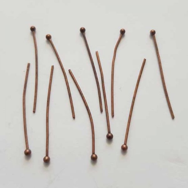 Tige / clou 30mm &agrave; t&ecirc;te boule bronze x 10 pi&egrave;ces