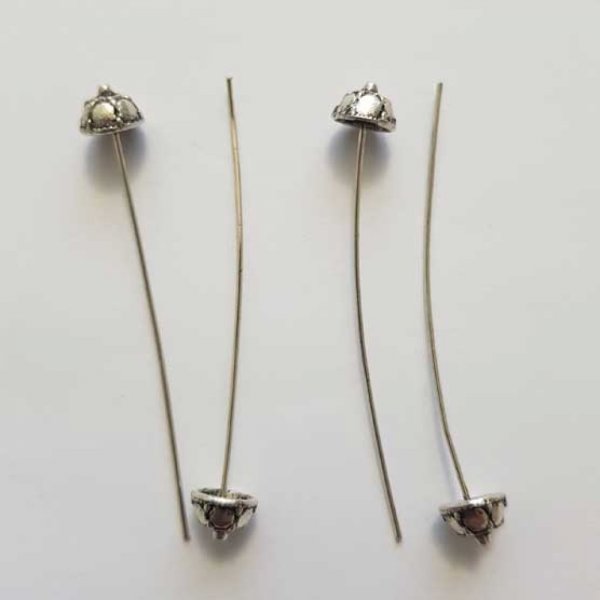 Tige / clou 52mm &agrave; t&ecirc;te boule fantaisie N&deg;03 argent Vieilli x 1 pi&egrave;ce