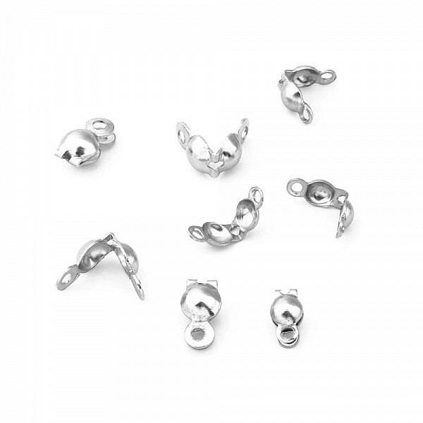 X 10 perles cache n&oelig;ud fermoir acier inoxydable 7 x 3.5 mm