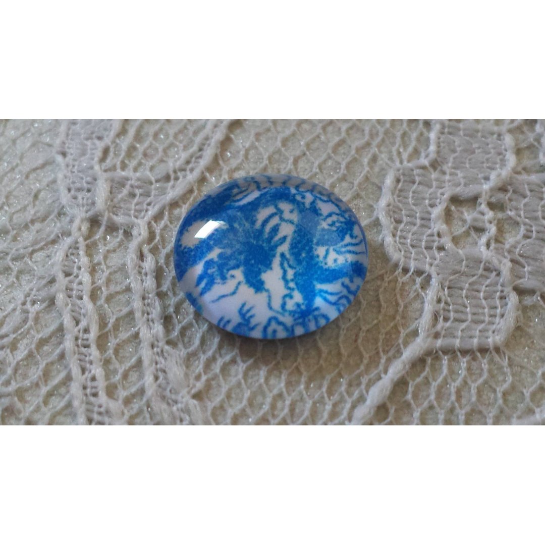 runder Glas-Cabochon 12mm blaue Blume 040 